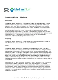 Complement Factor I Deficiency