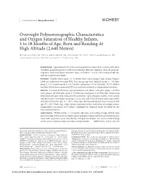 Overnight Polysomnographic Characteristics and Oxygen Saturation of Healthy Infants, 1 to 18 Months of Age, Born and Residing at High Altitude (2,640 M Eters)