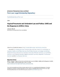 SARS and the Response to SARS in China
