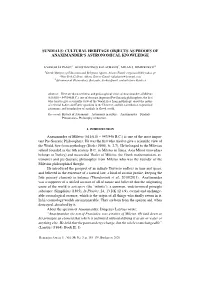 Sundials: Cultural Heritage Objects As Proofs of Anaximander’S Astronomical Knowledge