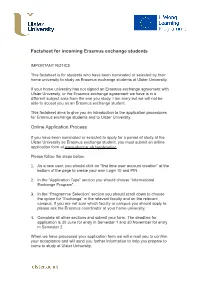 Factsheet for Incoming Erasmus Exchange Students Online