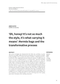 Hermès Bags and the Transformative Process
