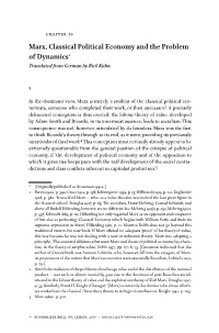 Marx, Classical Political Economy and the Problem of Dynamics* Translated from German by Rick Kuhn