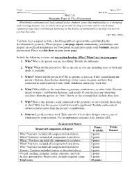 MAT 211 Biography Paper & Class Presentation