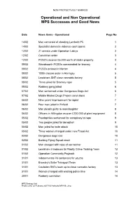 Operational and Non Operational MPS Successes and Good News