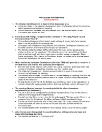PROCEDURE for WEEDING Revised 08/1/12