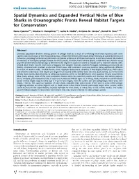 Spatial Dynamics and Expanded Vertical Niche of Blue Sharks in Oceanographic Fronts Reveal Habitat Targets for Conservation