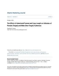 The Effect of Advertorial Format and Copy Length on Attitudes of Female (Target) and Male (Non-Target) Audiences