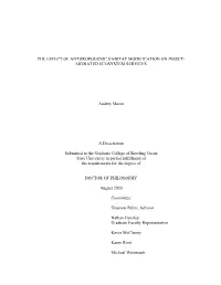 The Effect of Anthropogenic Habitat Modification on Insect- Mediated Ecosystem Services