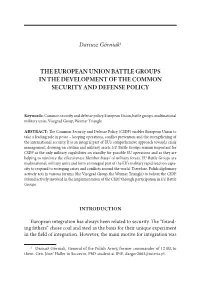 The European Union Battle Groups in the Development