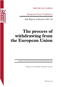 The Process of Withdrawing from the European Union