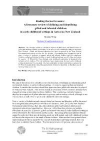A Literature Review of Defining and Identifying Gifted and Talented Children in Early Childhood Settings in Aotearoa New Zealand