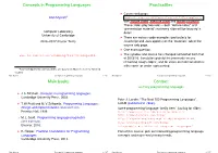 Concepts in Programming Languages Practicalities