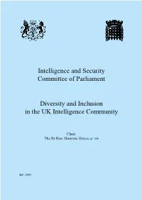 Diversity and Inclusion in the UK Intelligence Community