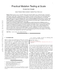Practical Mutation Testing at Scale a View from Google