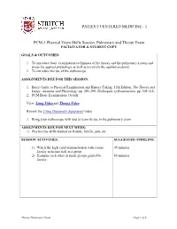 Pulmonary and Thorax Exam FACILITATOR & STUDENT COPY