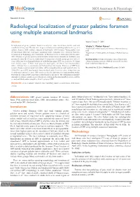 Radiological Localization of Greater Palatine Foramen Using Multiple Anatomical Landmarks