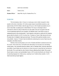 Yemen Crisis Student Officer: Albert
