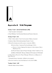 Appendix a – Visit Program