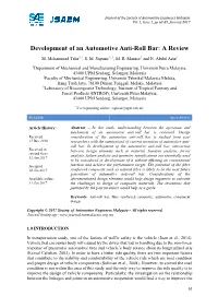 Development of an Automotive Anti-Roll Bar: a Review