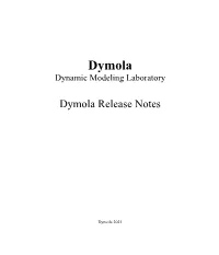 Dymola Release Notes