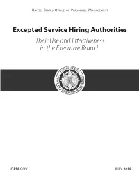 Excepted Service Hiring Authorities: Their Use and Effectiveness in The