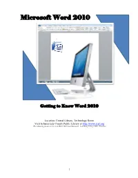 Getting to Know Word 2010