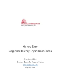 History Day Regional History Topic Resources