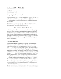 Lecture 18: IP=PSPACE