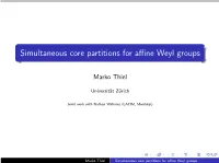 Simultaneous Core Partitions for Affine Weyl Groups