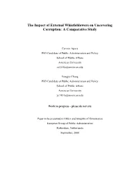 The Impact of External Whistleblowers on Uncovering Corruption: a Comparative Study