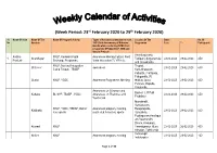 Week Period: 23Rd February 2020 to 29Th February 2020