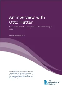 An Interview with Otto Hutter Conducted by Tilli Tansey and Martin Rosenberg in 1996