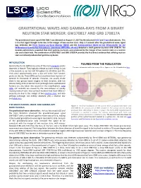 Gravitational Waves and Gamma-Rays from a Binary Neutron Star Merger: Gw170817 and Grb 170817A