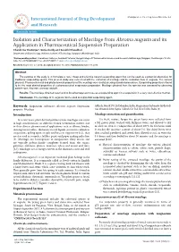 Isolation and Characterization of Mucilage from Abroma Augusta And