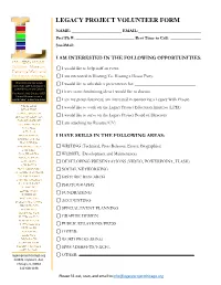 Legacy Project Volunteer Form