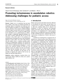 Promoting Inclusiveness in Exoskeleton Robotics: Addressing Challenges for Pediatric Access
