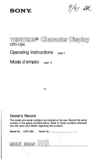 Sony Trinitron Character Display CPD1304.Pdf