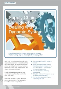 Supply Chain Complexity – Dealing with a Dynamic System