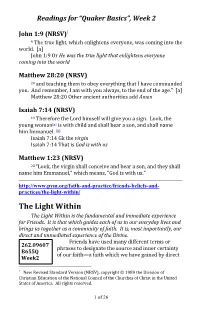The Light Within the Light Within Is the Fundamental and Immediate Experience for Friends