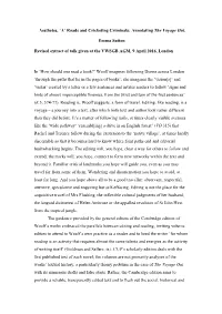 Aesthetes, 'A' Roads and Cricketing Criminals: Annotating the Voyage Out. Emma Sutton Revised Extract of Talk Given at the V