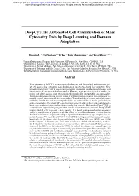 Automated Cell Classification of Mass Cytometry Data by Deep