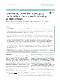 Common and Uncommon Neurological Manifestations of Neuroborreliosis