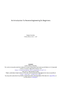 An Introduction to Reverse Engineering for Beginners