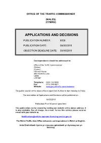Applications and Decisions for Wales