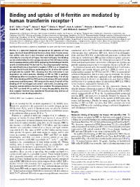 Binding and Uptake of H-Ferritin Are Mediated by Human Transferrin Receptor-1
