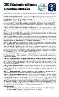 Calendar of Events Oceancityvacation.Com