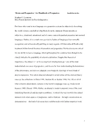 Deixis and Pragmatics’ for Handbook of Pragmatics Handb-Horn4.Doc