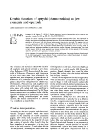 Double Function of Aptychi (Ammonoidea) As Jaw Elements and Opercula