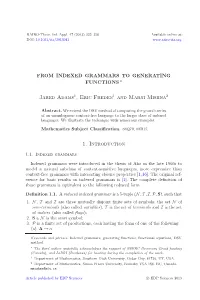 From Indexed Grammars to Generating Functions∗